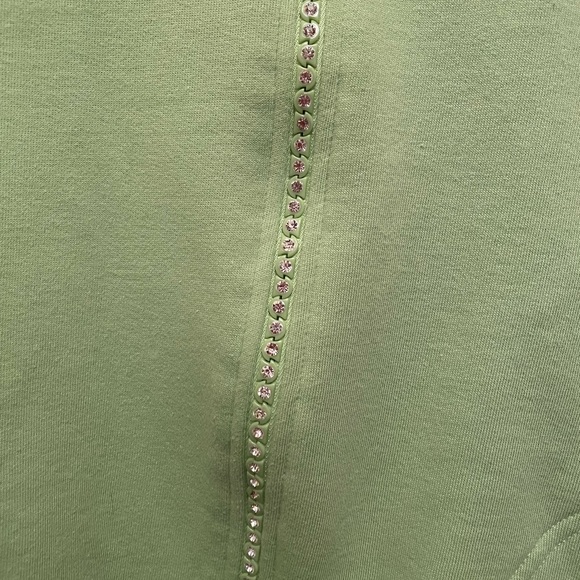 Isaac’s Designs size M full-zip front sweatshirt in bright green w/some bling - Picture 5 of 11